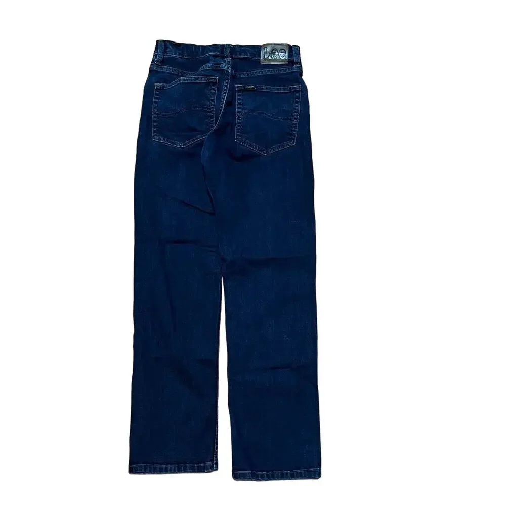 Lee Straight Fit Blue Jeans Adj Waist Girls 18 Slim Stretch Dark Rinse Mid Rise